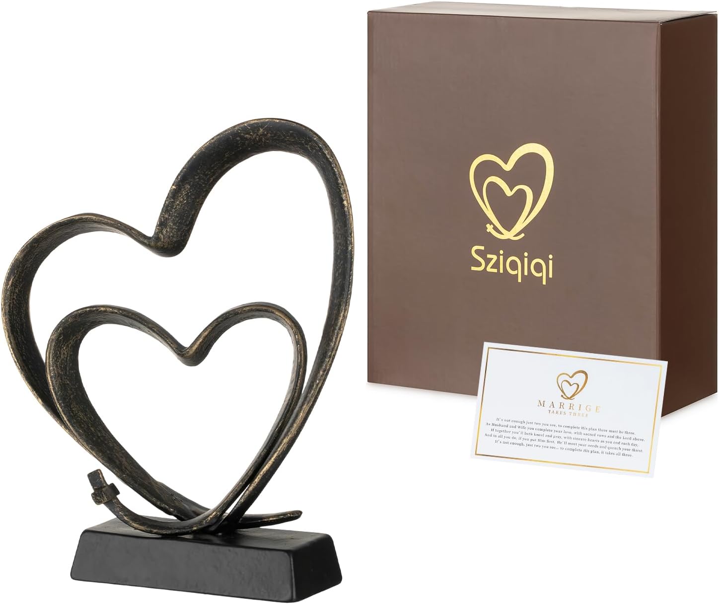 Sziqiqi Anniversary Wedding Gifts for Couple: 1st to 50th Anniversary Wedding Gifts for Her Him Newlyweds Husband Wife Women Men - Iron Heart Gift for 6th 20th 25th 40th Christmas Valentines
