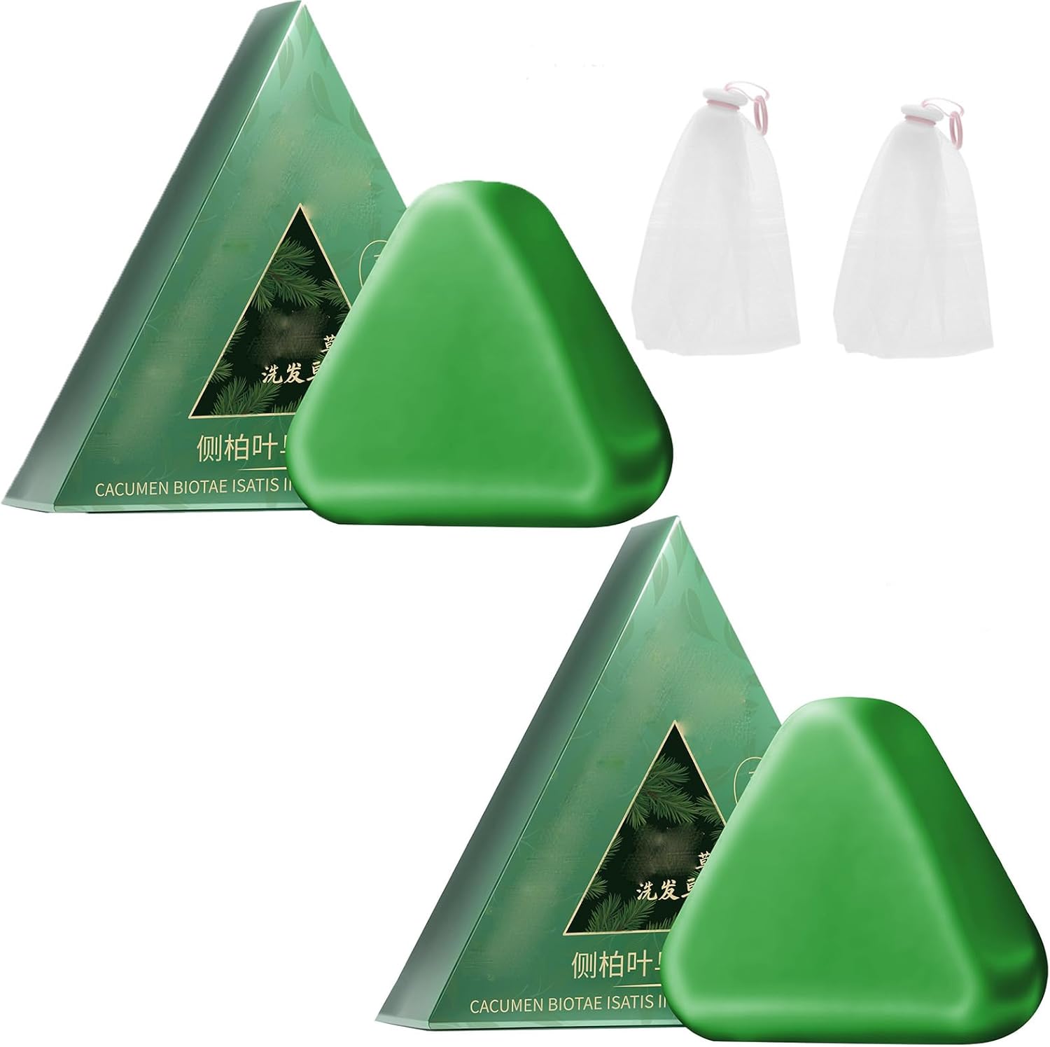 Nature Triangle Shampoo Bar, Nature Seven Green Soap Shampoo, Plant-Based Solid Shampoos Bar, Herbal Hair Care, Gentle Cleansing & Nourishing Care for Healthy-Looking Hair (2pcs)