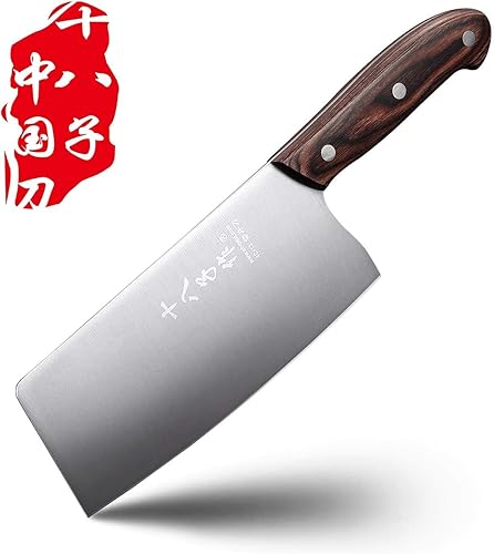 Cuchillo chino SHI BA ZI ZUO, cuchillo de carne de verduras, 17 cm, cortador de acero inoxidable, mango de madera con peso moderado