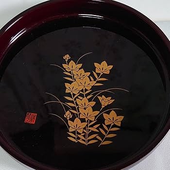 Amazon.co.jp: 誠美漆器 本金蒔絵 丸盆 マルセイアート サイズ