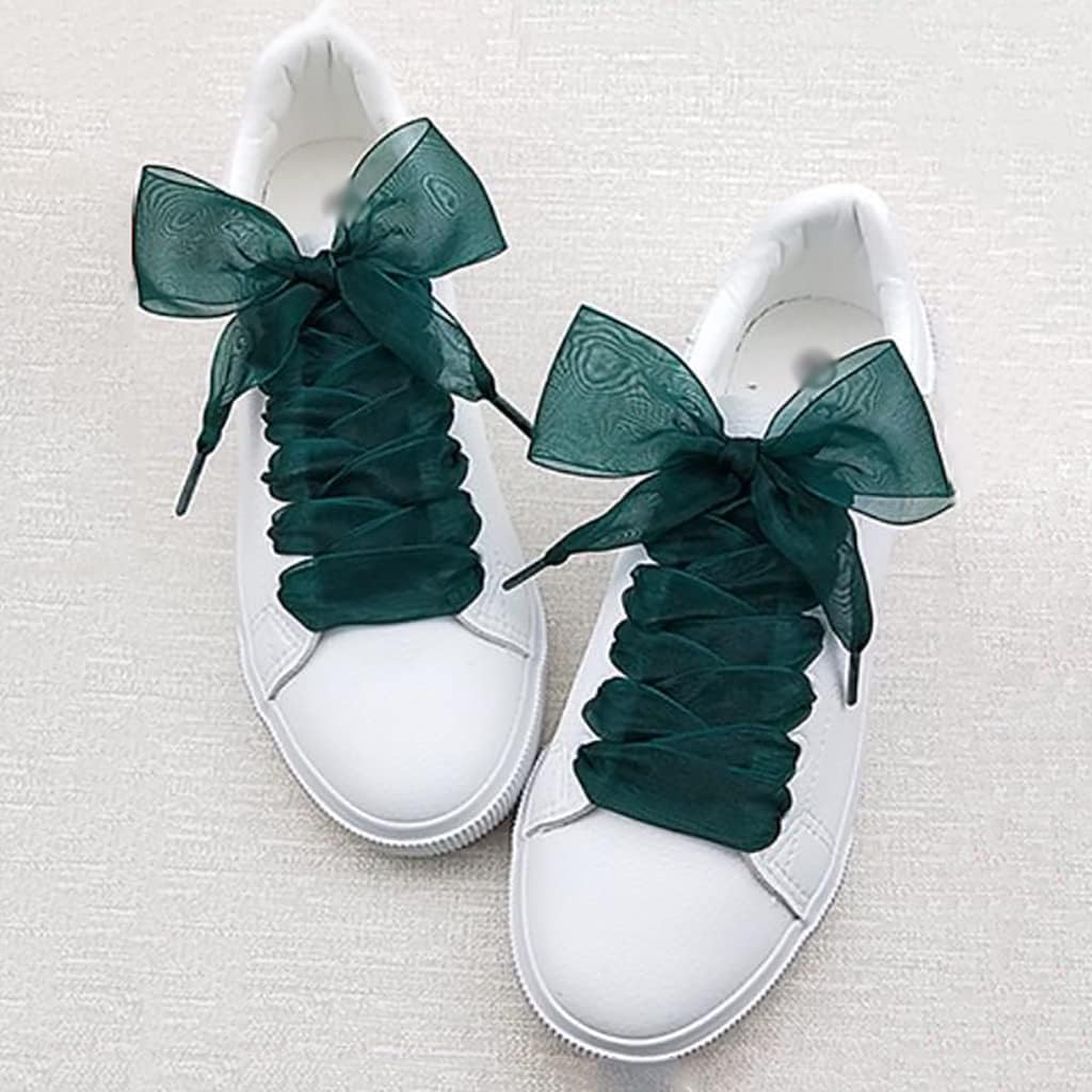 Cordones elásticos para zapatos, 4 cm, hilo de organza extra ancho, translúcido, plano, adecuado para zapatos blancos pequeños, zapatos casuales, zapatos de cuero, zapatos de lona, zapatos de
