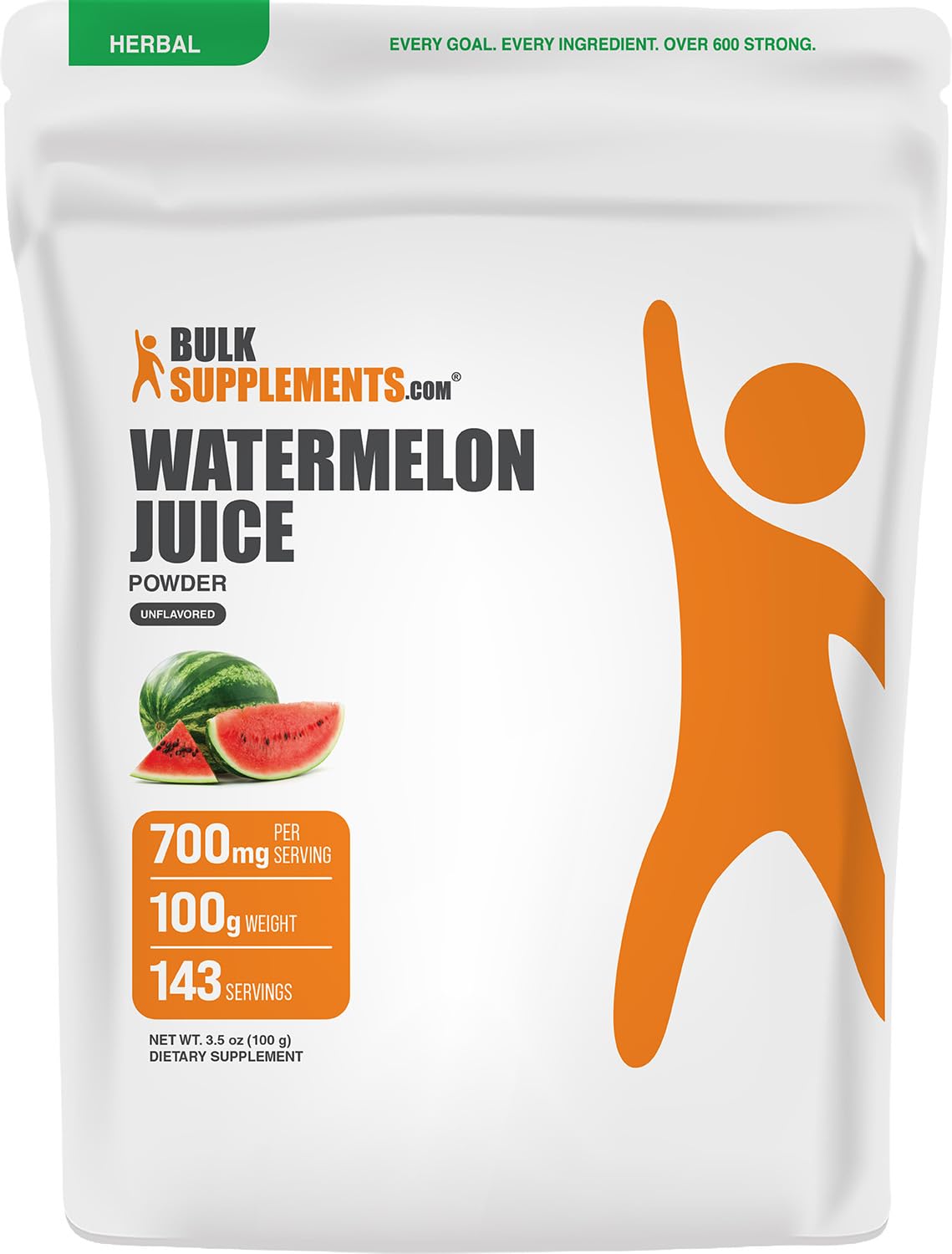 BulkSupplements.com Watermelon Juice Powder - from Watermelon Fruit, Fruit Powder, Hydation Supplement - 700mg per Serving, 100g (3.5 oz) (Pack of 1) 3.5 Ounce (Pack of 1)