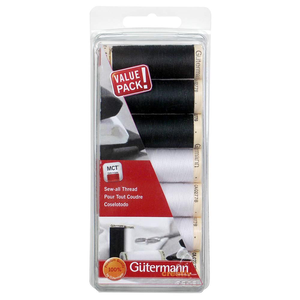 Gütermann Sew-All 100M Thread VP Blk & Wht 7pc