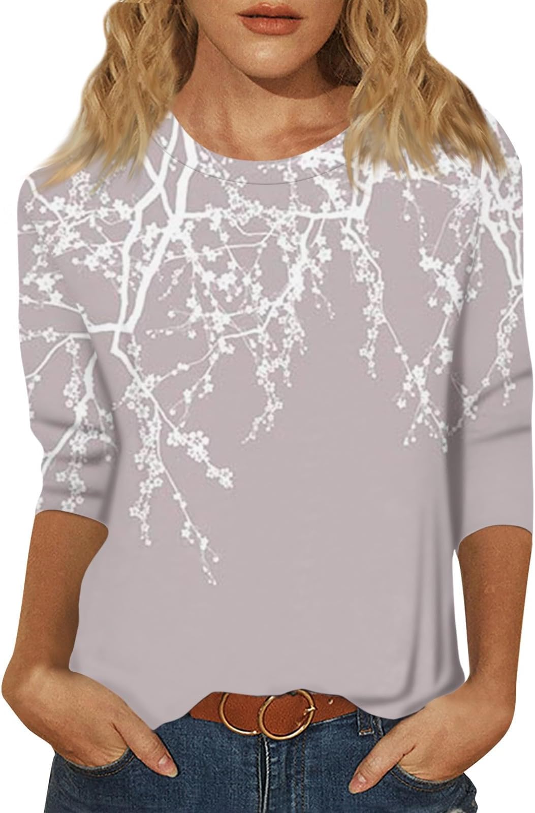 YUTANRALWomen's 3/4 Length Sleeve Tops 2024 Trendy Dressy Casual Summer Tops Blouses Cute Graphic Basic Tees Comfy Tunic