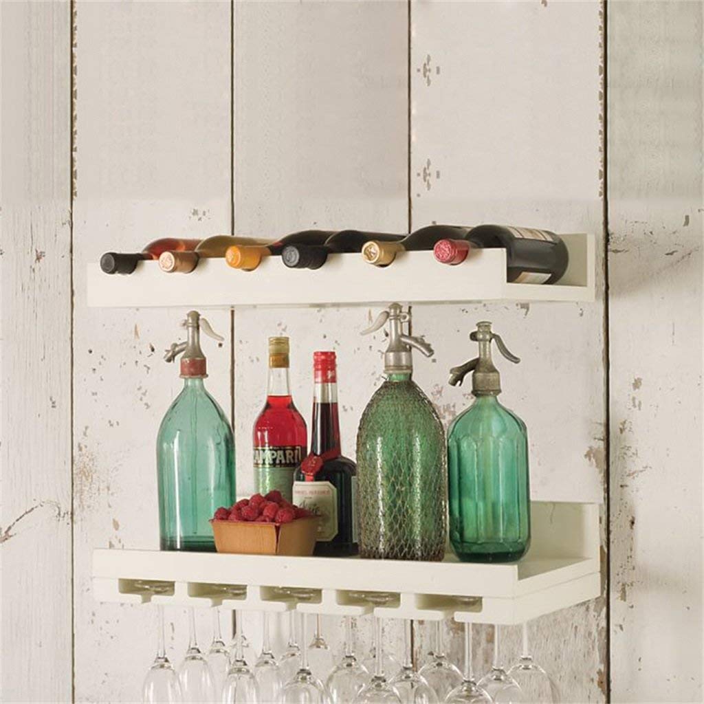 Support à gobelets et casier à vin DKSNAJ en bois avec fixation murale robuste