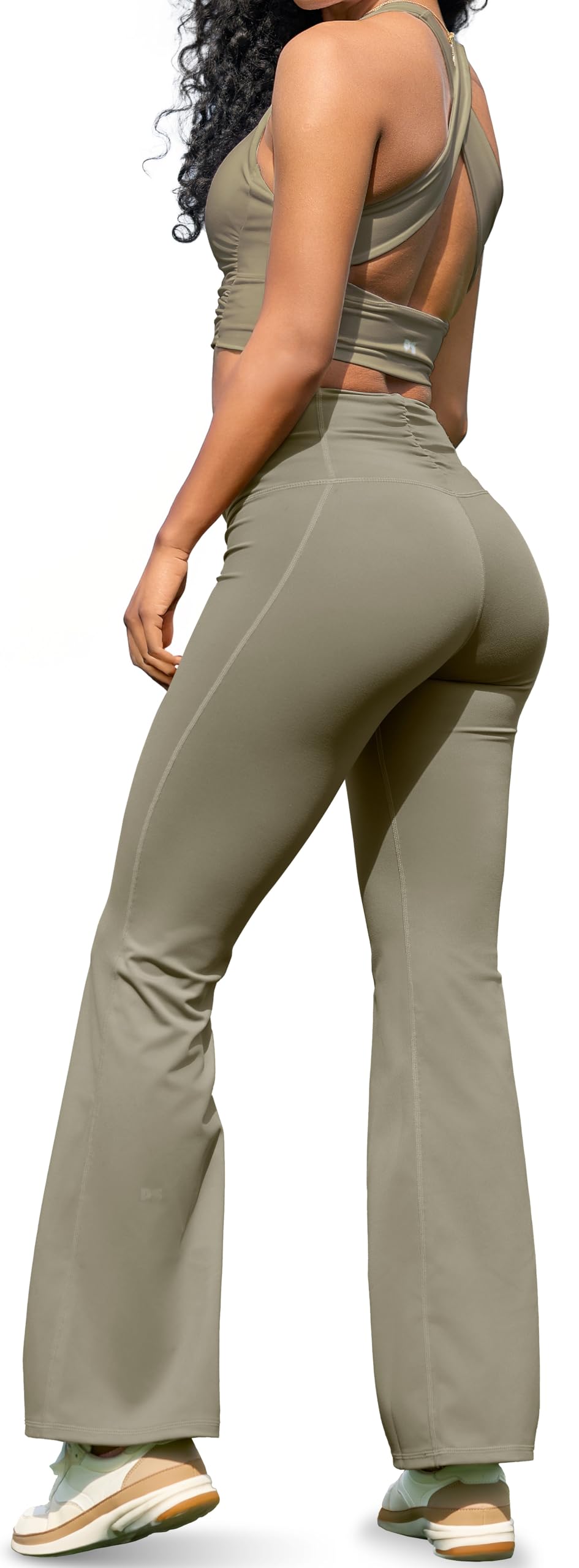 Two Piece Workout Sets for Women, 2 Piece Matching Flared Leggings & Sports Bra Set for Women's Gym Set Running Yoga Outfits