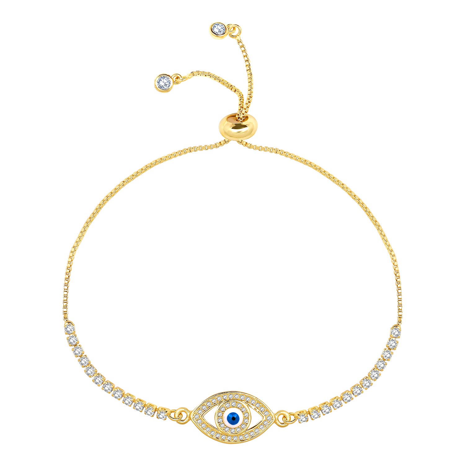 Peora Gold Plated Evil Eye Cubic Zirconia Studded Adjustable Slider Bracelet Gift for Women and Girls (B0C37G8Q38) Amazon Price History, Amazon Price Tracker