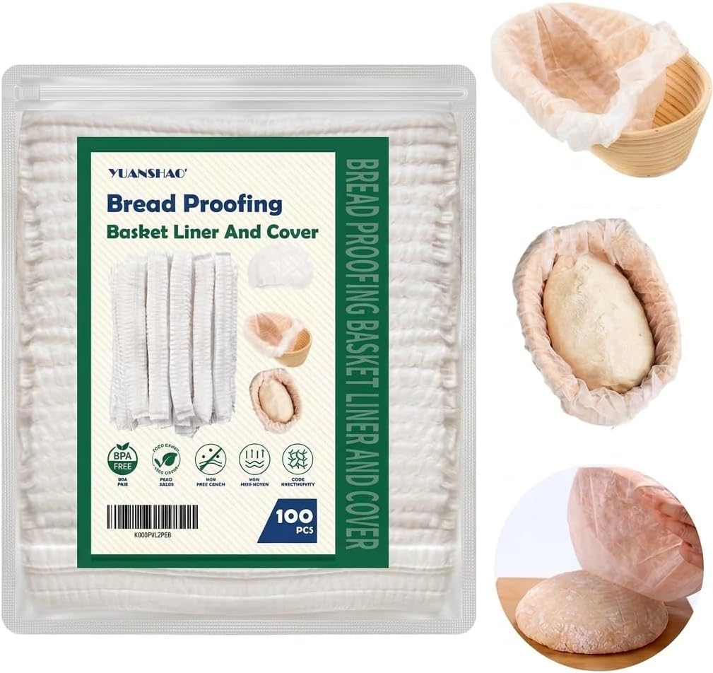 200 Pcs Banneton Liner,Banneton Bread Proofing Basket Non Woven Liners Non-Stick Dough,Bread Proofing Cover,Elastic Banneton Basket Liner for Prevents Dough from Sticking to Basket