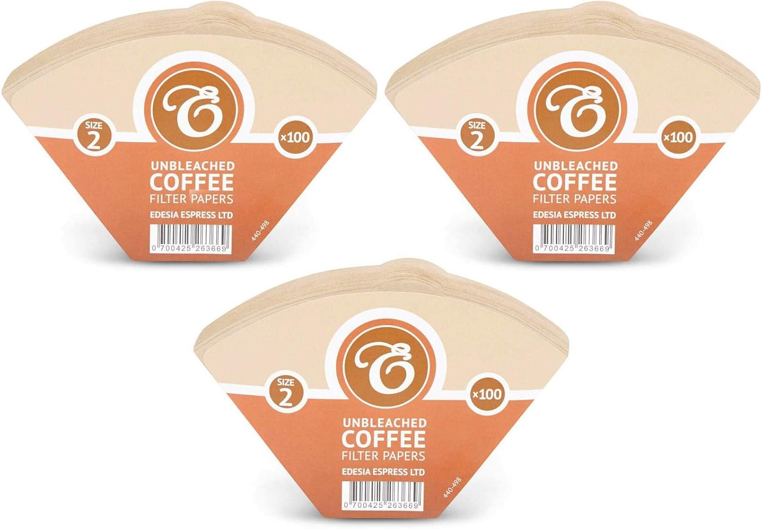 300 Size 2 Coffee Filter Paper Cones, Unbleached by EDESIA ESPRESS