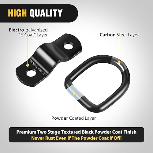 Miniatura 10 de Nilight Paquete de 10 anclajes de amarre de acero resistente con anillo en V para carga en camiones, camionetas, remolques, almacén, barco