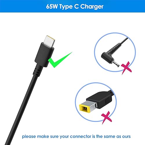 Miniatura 2 de Cargador adaptador de corriente alterna USB C de 65 W y 45 W para Lenovo Yoga 910 920 C630 C930 S940 Chromebook 300E 500E C330 C340 S330 ThinkPad