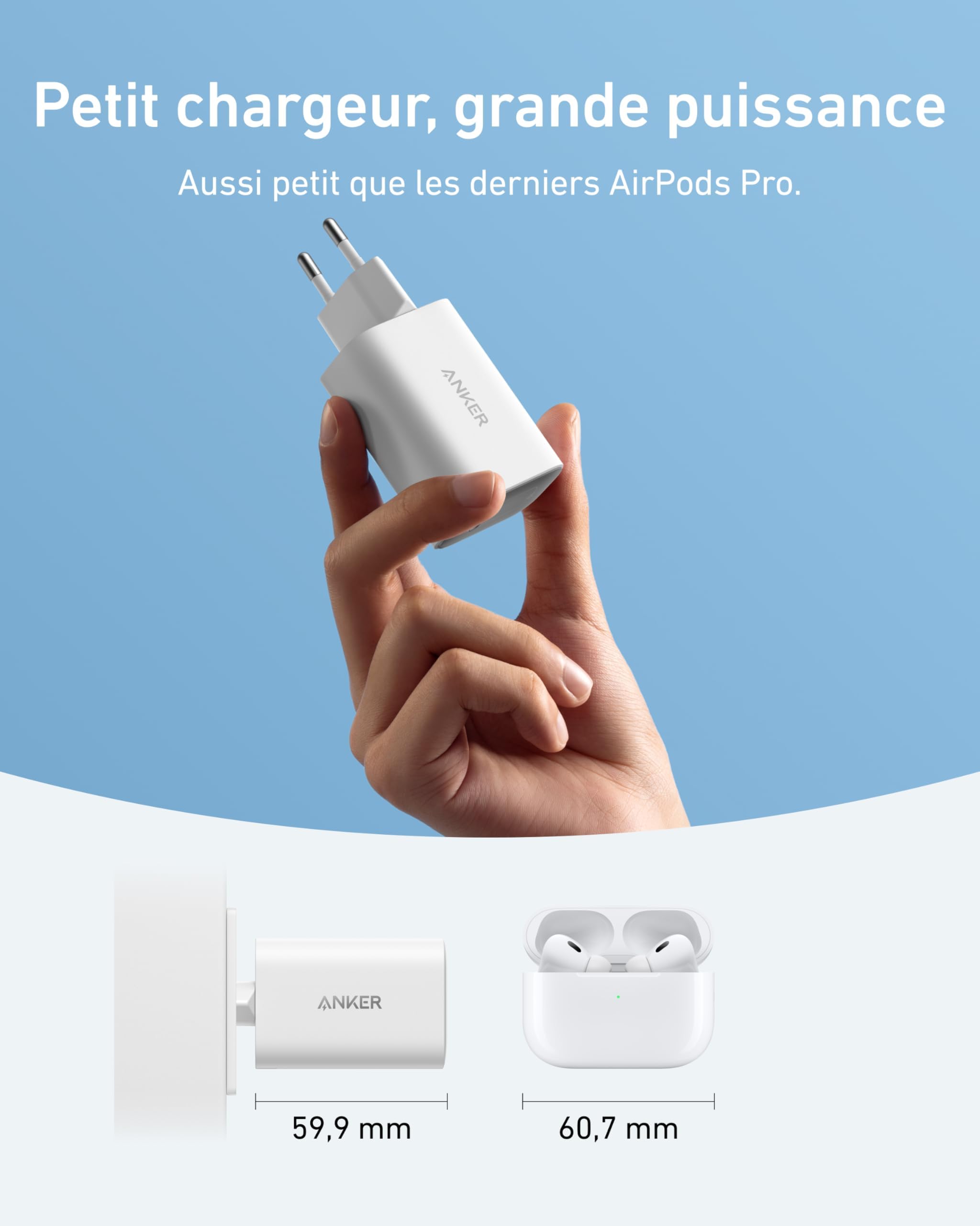 Anker Nano Chargeur USB C Nano 100W (Câble USB C de 1,8 m Inclus)