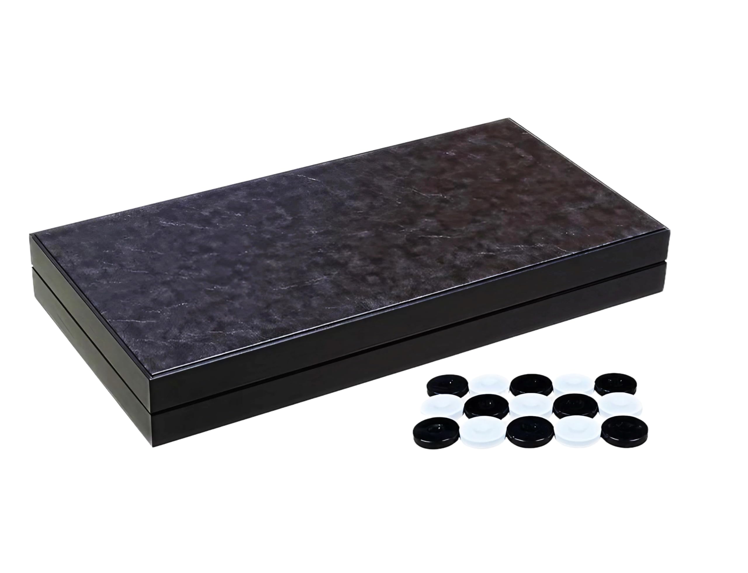 PrimoLiving Deluxe Backgammon en Bois Impérial Royal-Black XXL - 48 x 49 cm - Terrain de Jeu et Couvercle recouverts de Similicuir Fin