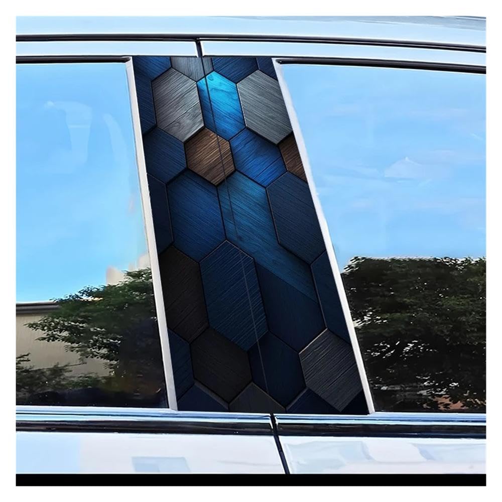 Dabhuoc One Color Car Parts 2Pcs Car Door Post Decals Honeycomb Wood Grain Pattern Scratch Resistant Film