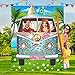 60's Theme Party Decorations Hippie Bus Photo Prop, Large Fabric Hippie Bus Backdrop Photo Door Banner Background Funny Groovy Games Supplies for 60's and 70's Theme Party Supplies, 59 x 47.2 Inch