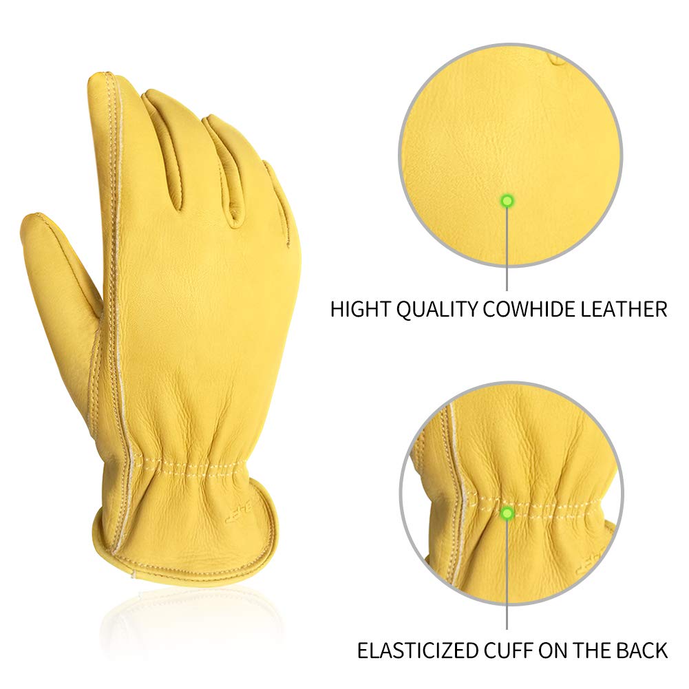 Guantes de cuero de vaca repelente al agua guantes de jardín, conducción de camiones, rodamientos, trabajo general