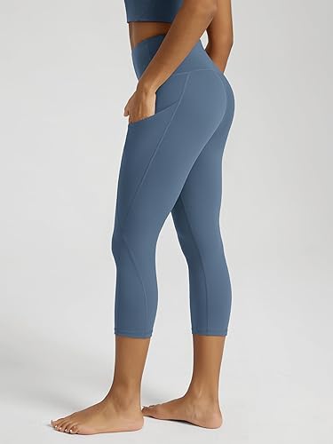 Miniatura 524 de ODODOS - Leggings tipo capri de mujer, no se traslucen y modelan el abdomen, con cintura alta y bolsillos; para hacer yoga, atletismo, ejercicio