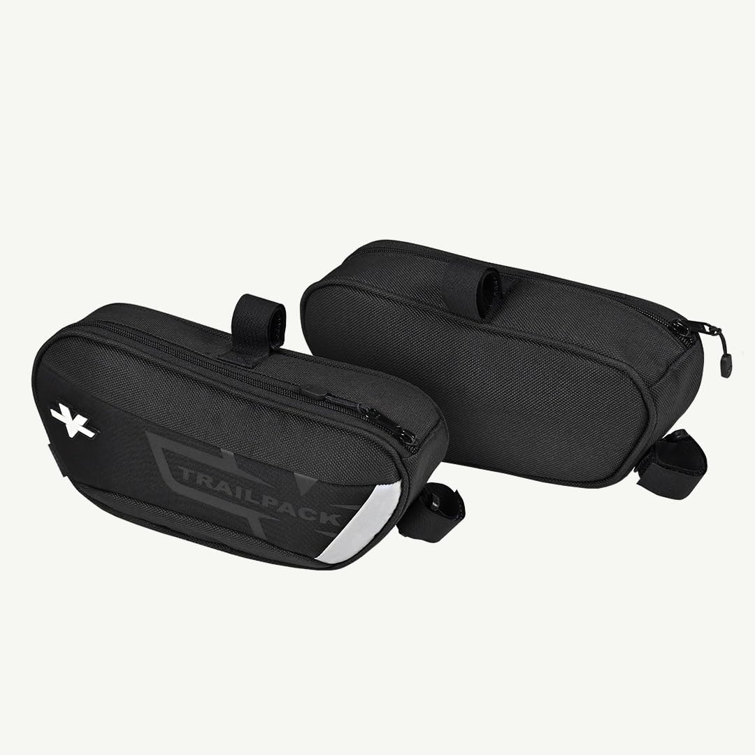 ViaTerra Trailpack Lite Motorcycle Crashbar Bags for Royal Enfield Himalayan 450 – 4L Capacity, No-Mod 3-Point Mount Foam-Reinforced YKK Zipper Off-Road Front Frame Bags for Trail & Adventure Riding