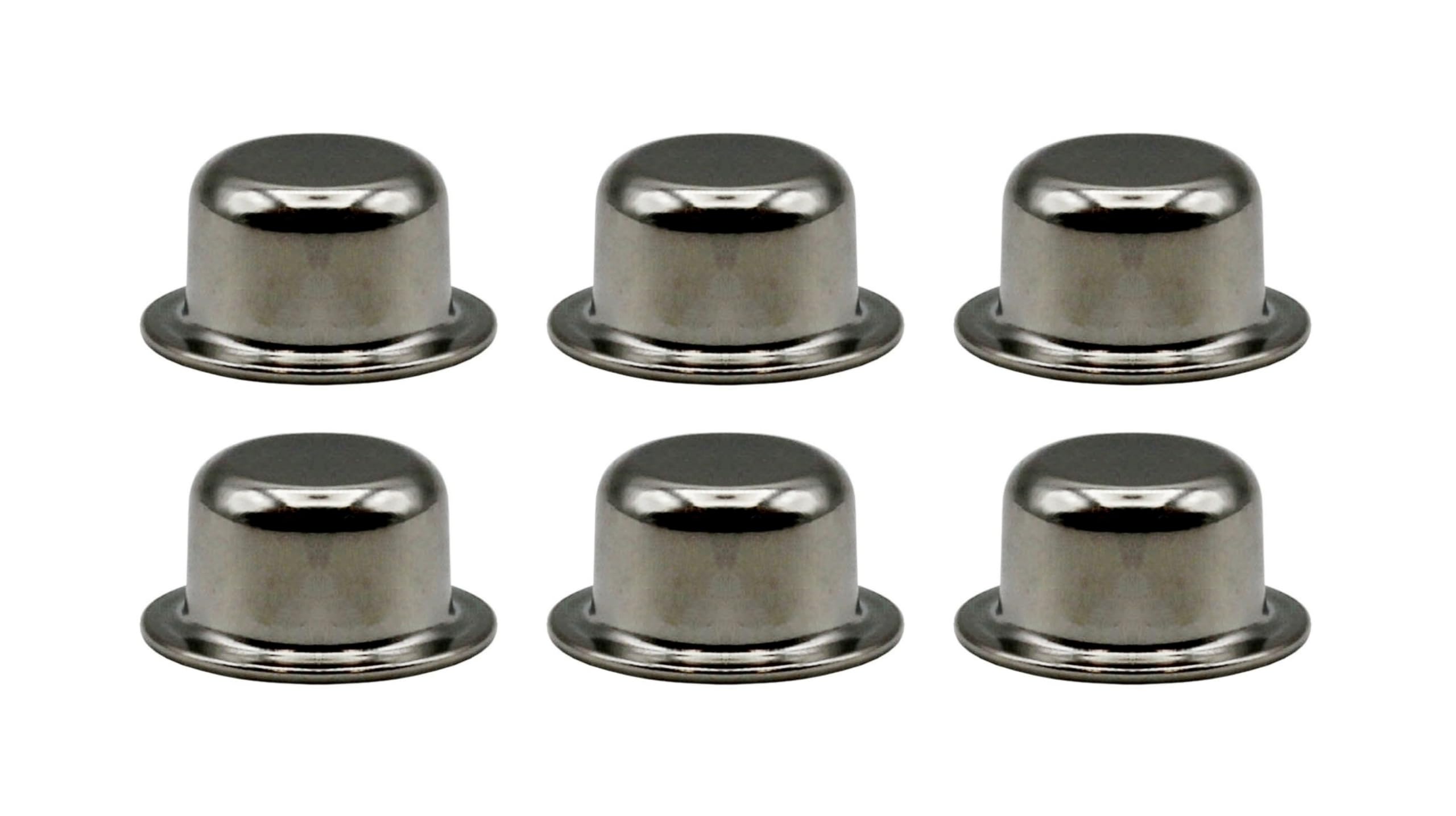 ELY2453 - Remates de acero de níquel pulido, 1/2 pulgada de alto, roscados 1/4-27 para soporte de pantalla de lámpara, tapas de arpa, paquete de 6, ideal para reparación de lámparas y