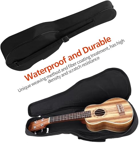 Miniatura 4 de Funda acolchada para ukelele de 23 pulgadas, impermeable, duradera, con correas ajustables para concierto