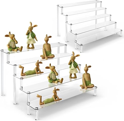 Vista 30 de ULENDIS Soportes acrílicos para exhibición, soporte de exhibición transparente de 4 niveles para cupcakes, figuras de perfumes, soporte de mesa