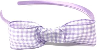 Lilac Gingham Side Knot Bow Hairband Headband Alice Band