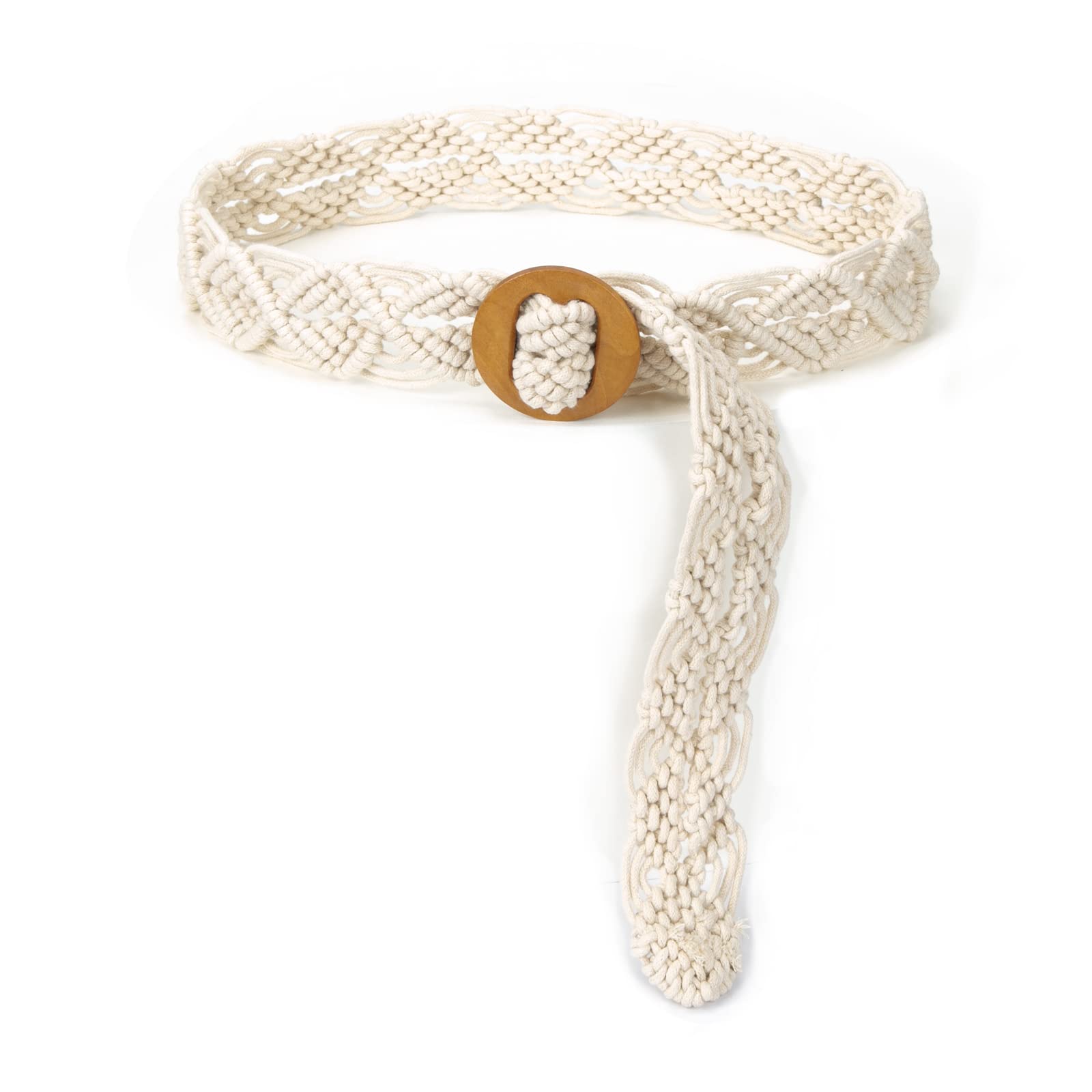 ILuvatar Women's Bohemian Style Rope Braid Waist Belt U33, Off White-37, One Size