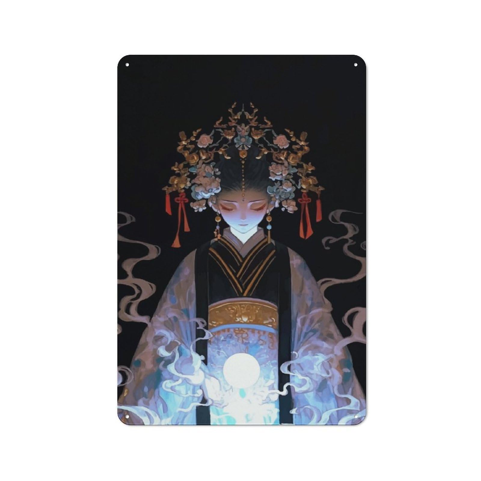 Junmoney Mystical Asian Princess Printed Metal Sign 30X20cm For Living Room Or Hallway, For Home Wall Decor Collectors
