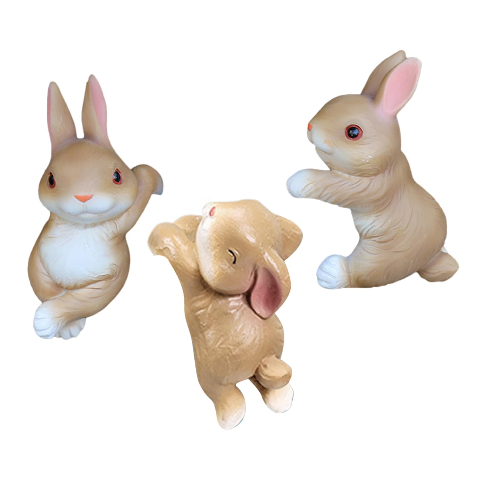 Glifora 3Pcs Climbing Bunny Figurine - Simulated Rabbit Statue Resin Animal Sculpture, Outdoor Garden Flower Pot Hugger Hanger Ornament Decoration