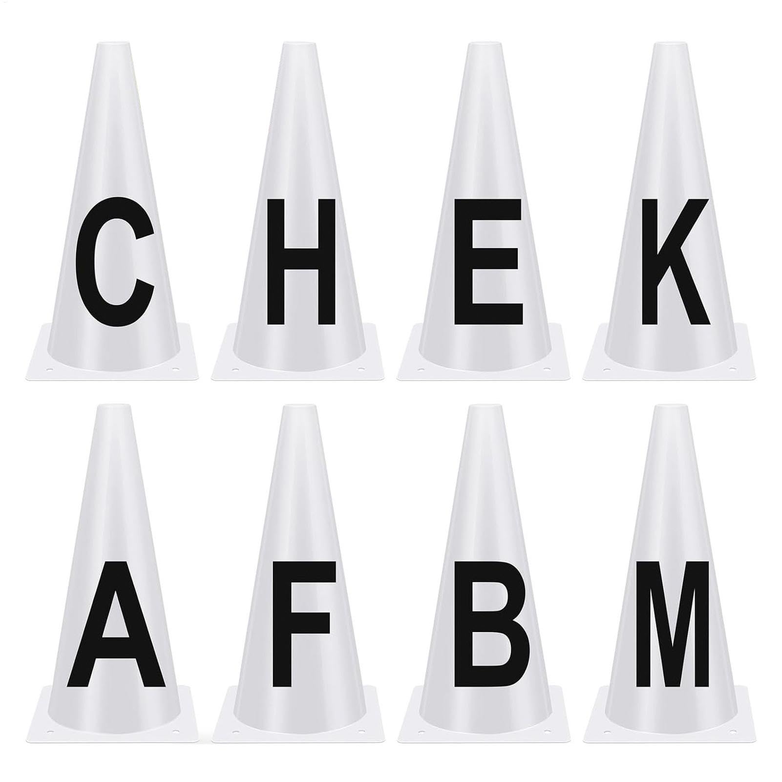 Dressurbuchstaben, weiße Dressurkegel, Wettkampf-Dressurmarker, stapelbare Trainingskegel, Set für Reitsportler, 32 x 16,5 cm
