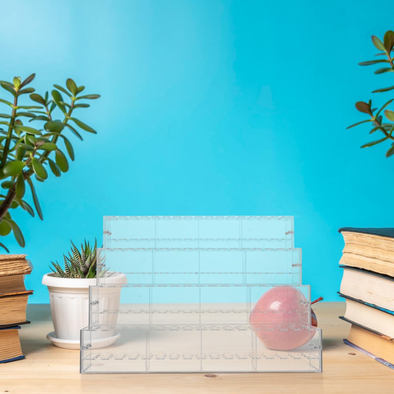 Lurrose Présentoir Porte-stylos Transparent en Pet à 4 Niveaux, 192 Emplacements, Design en Escalier pour Bureau ou Maison, Organise Pinceaux et Marqueurs Stabilité