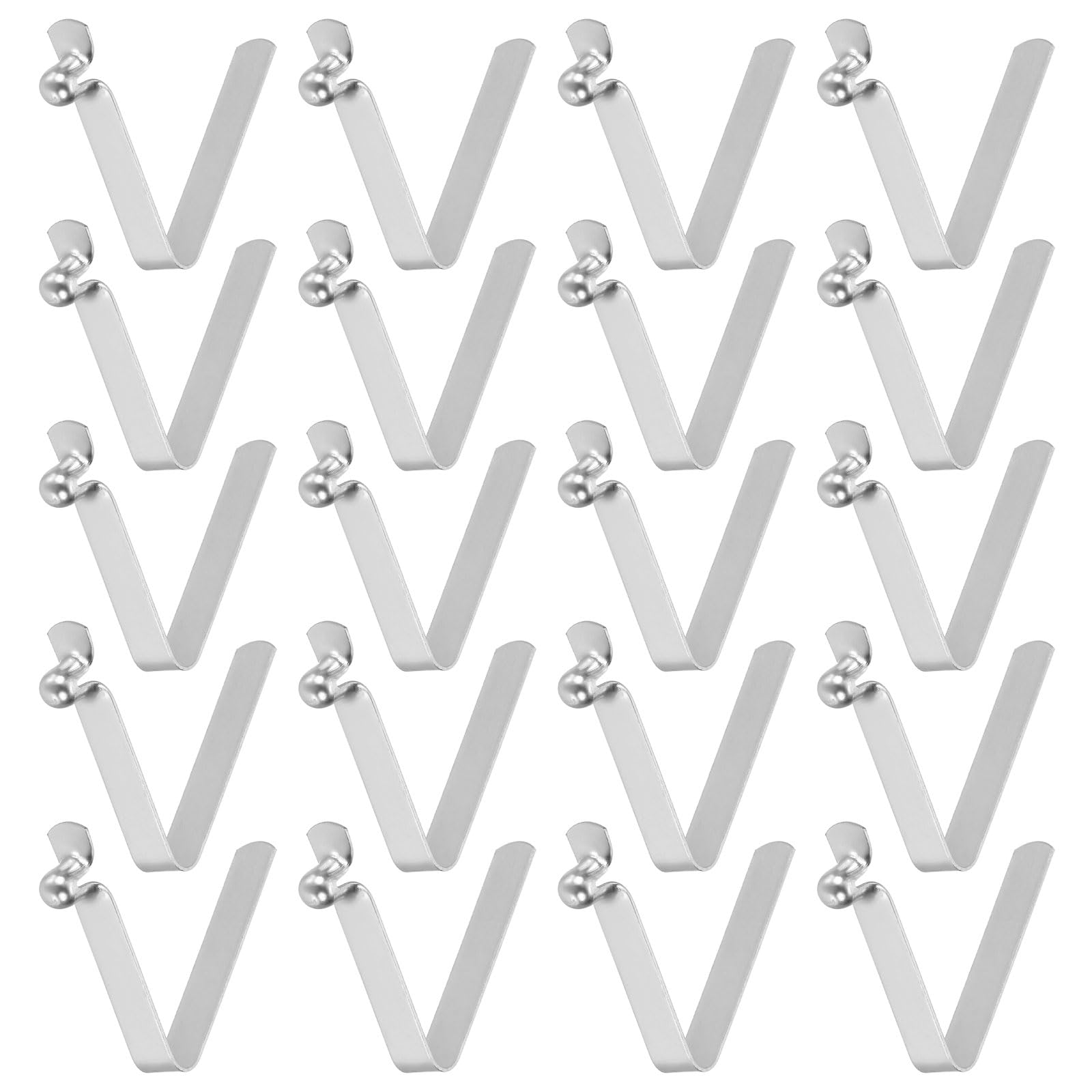 sourcing map 20pcs Single Button Kayak Paddle Snap Spring Clip 5x6.5x33mm 65Mn Spring Steel V-Shaped Hollow Lift Telescopic Locking Tube Pole Clips for Tent Umbrella Camping