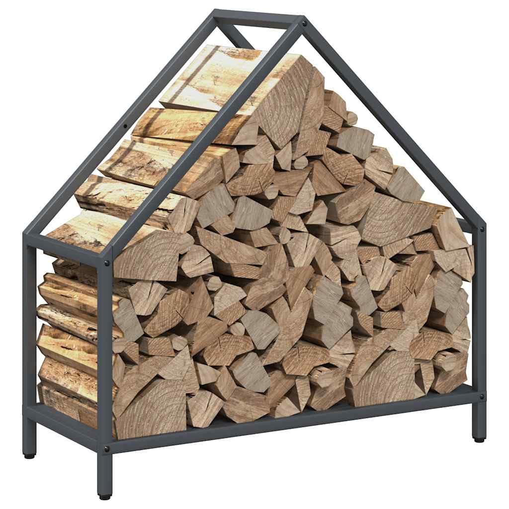 Estantería para leña antracita de acero laminado en frío, 60 x 25 x 60 cm, soporte apilable para leña, con capacidad de carga de 100 kg, para guardar leña, salón, estufa de leña
