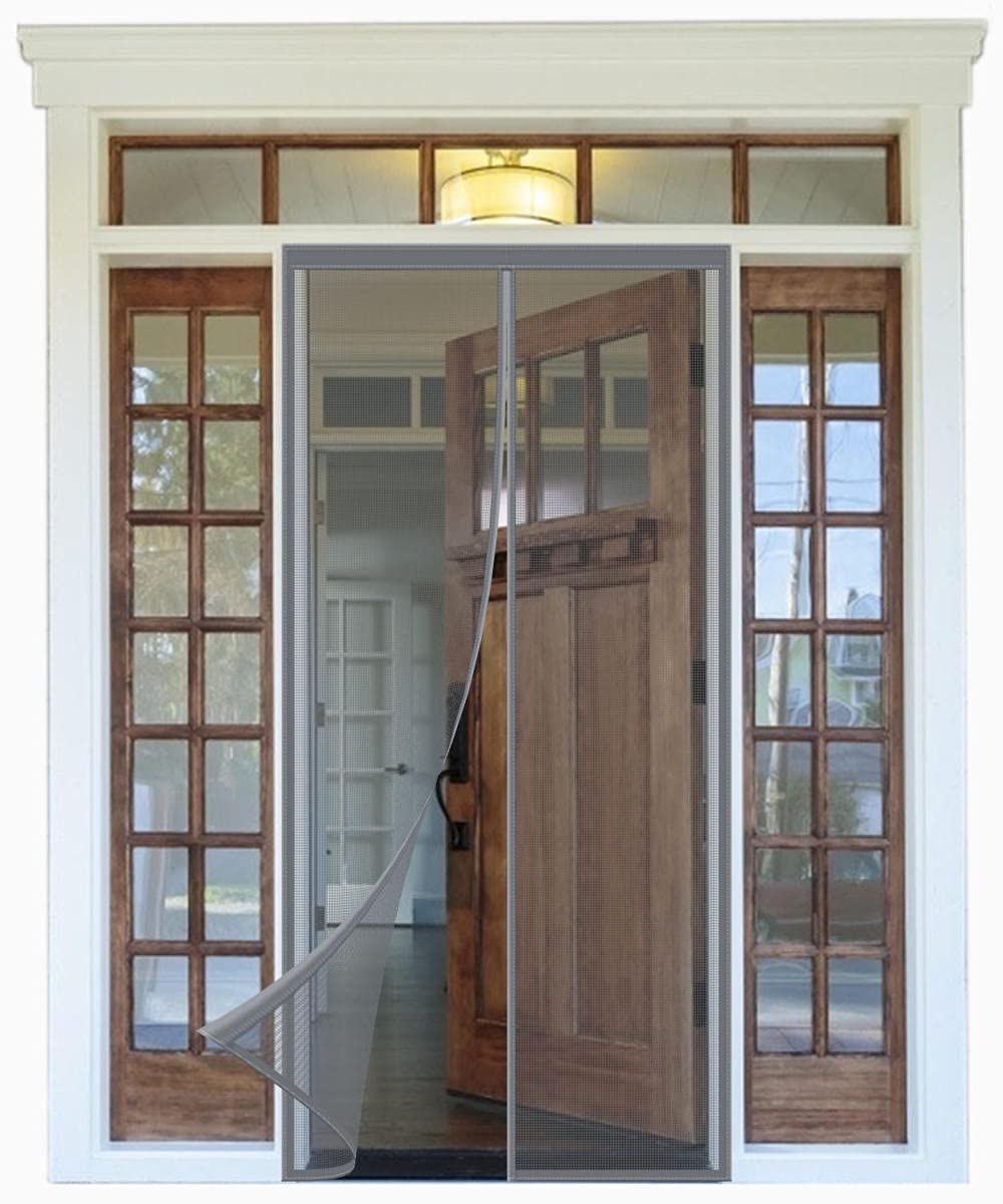 Magnétique Moustiquaire 110 X 110 Cm Rideau Anti Mouche Sans Perçage Pour Fenêtre Empêche De Passer Les Moustiques, Gris