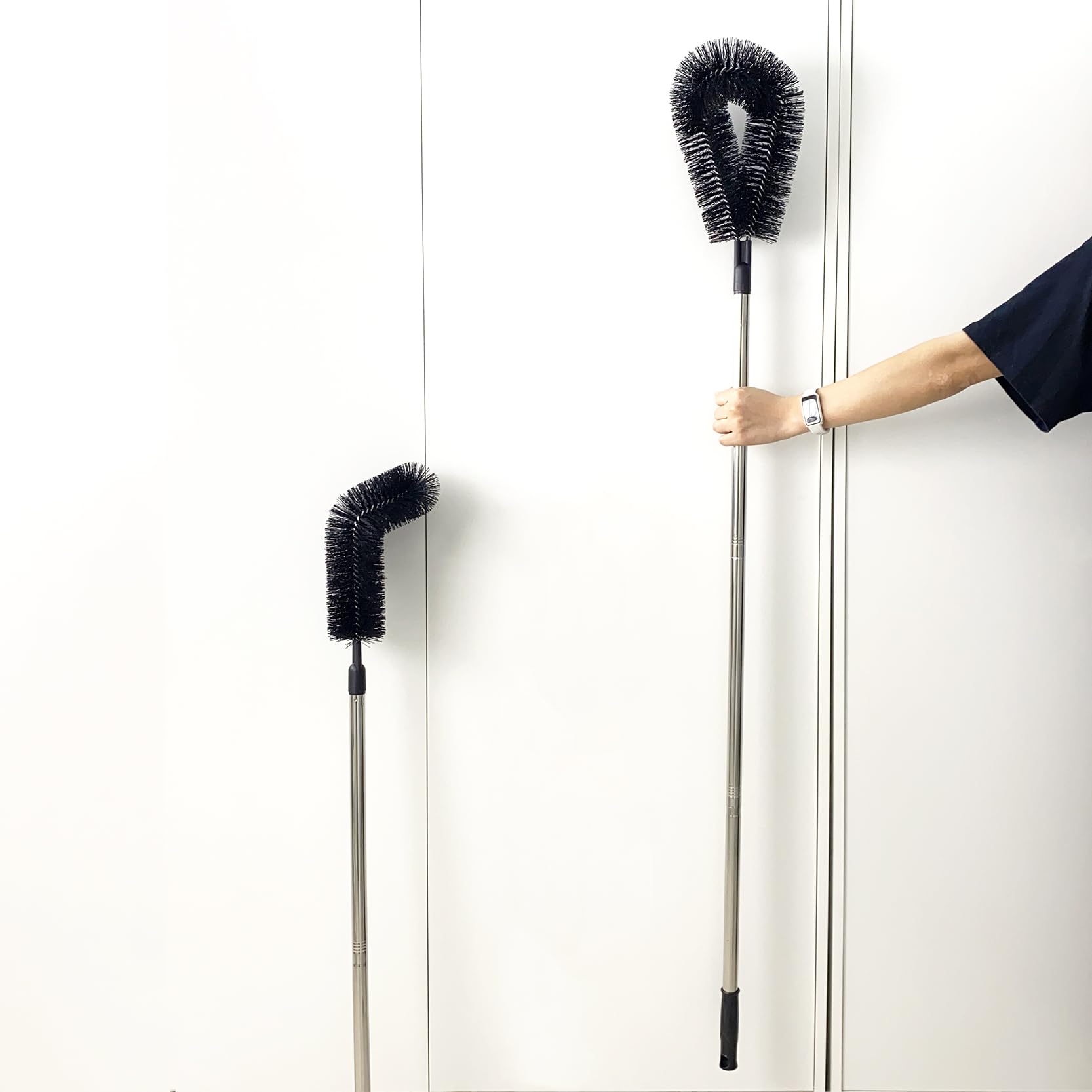 1 Stück 200 cm große Tankbürste (grün, mit extra schwarzem Kopf), große Bürstenkopfgröße (32 cm), langer Griff, mit ausziehbarer Edelstahlstange, PP steif gebürstet, für großen Wassereimer