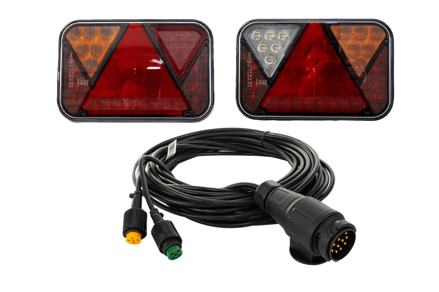 Juego de faros traseros LED Canbus Fristom FT-270 izquierdo derecho 7 funciones 12 V antiniebla marcha atrás cableado eléctrico Mantes 7 metros enchufe 13 pines para remolque, camión, coche Bisarca