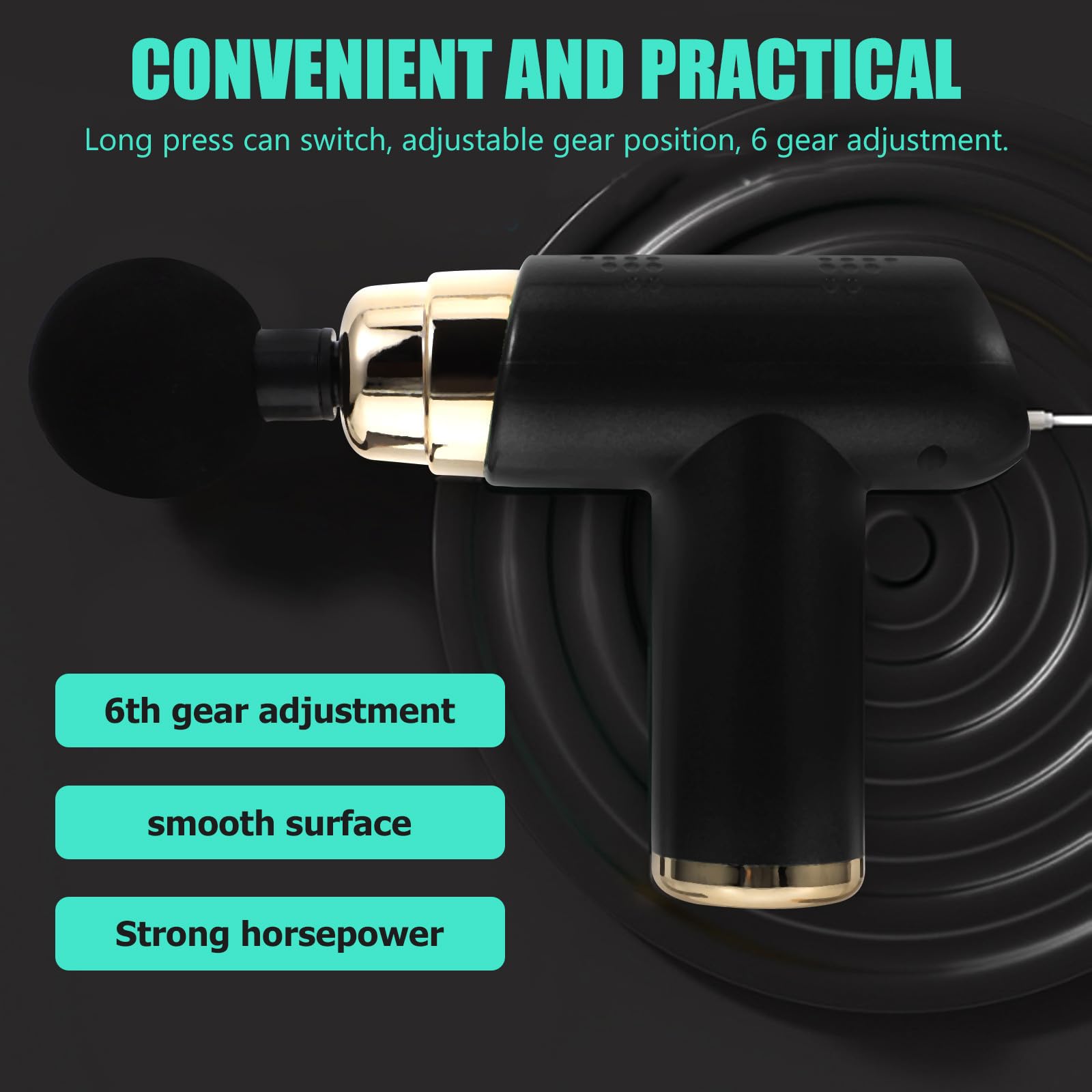 HOMSFOU Masajeador Corporal Eléctrico Mini 4 Cabezales y 6 Velocidades para Relajación Muscular y Alivio, Batería 1200mah Adecuado para Después del Ejercicio