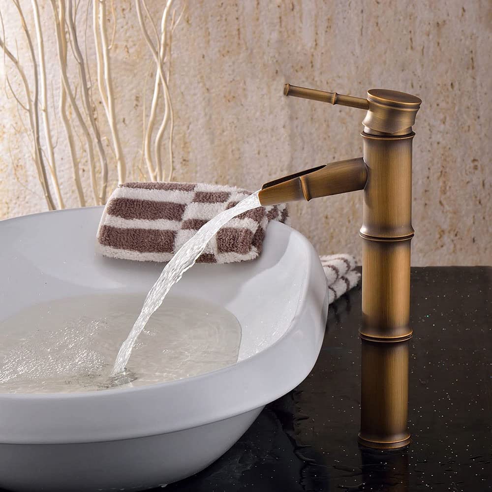 Robinet de salle de bain, robinet de lavabo rétro en bronze, robinet monotrou d'eau chaude et froide, adapté pour un diamètre intérieur de 32 mm à 40 mm