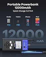 Vista 7 de Arrancador con escáner OBD2, arrancador de batería de coche (hasta 7.0L de gas o motor diesel de 6.0L) con carga rápida USB y pantalla LCD de 2.8