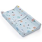 Blissful Diary Baby Changing Pad with Waterproof Lining Foam, Includes a Soft & Washable Cover, Contoured Changing Table Pads for Dresser Top with Non-Slip Bottom, 3216 (Blue, Rectangular)