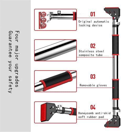Miniatura 5 de Barras de entrenamiento ajustables de acero horizontal para puerta para el hogar, barra de deporte, entrenamiento, dominadas, entrenamiento de