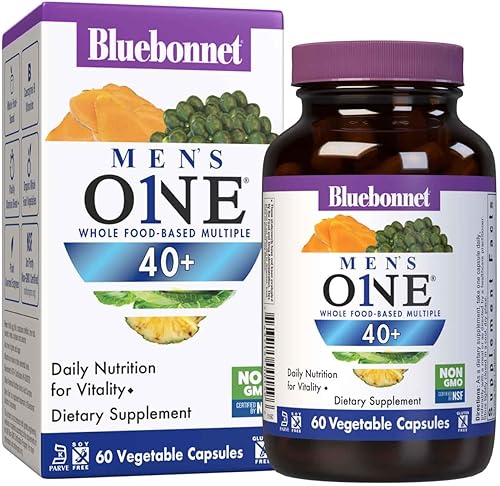 Bluebonnet Nutrition Men's ONE 40+ Whole Food-Based Multiple, Multivitamínico para hombres de 40 años, sin soja, sin OMG, sin gluten, Kosher, 60 disponible en Yaxa Guatemala