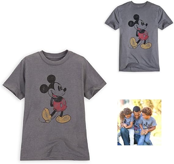 Amazon ディズニー ミッキーマウス 親子ペア グレー 半袖 Tシャツ M 1cm メンズ 男の子 子供 キッズ ペアルック Tシャツ カットソー 通販