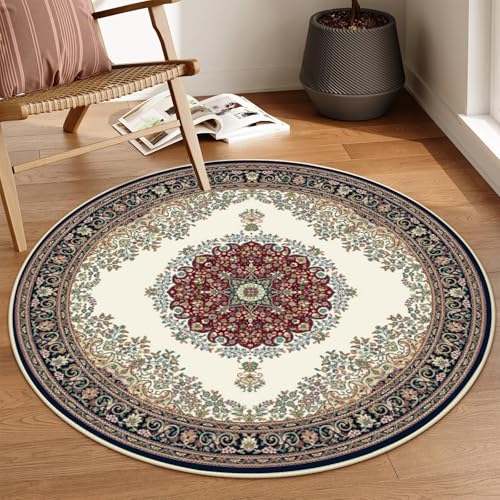 Tapete redondo Boho 75x75 cm lavable antideslizante miniatura 1