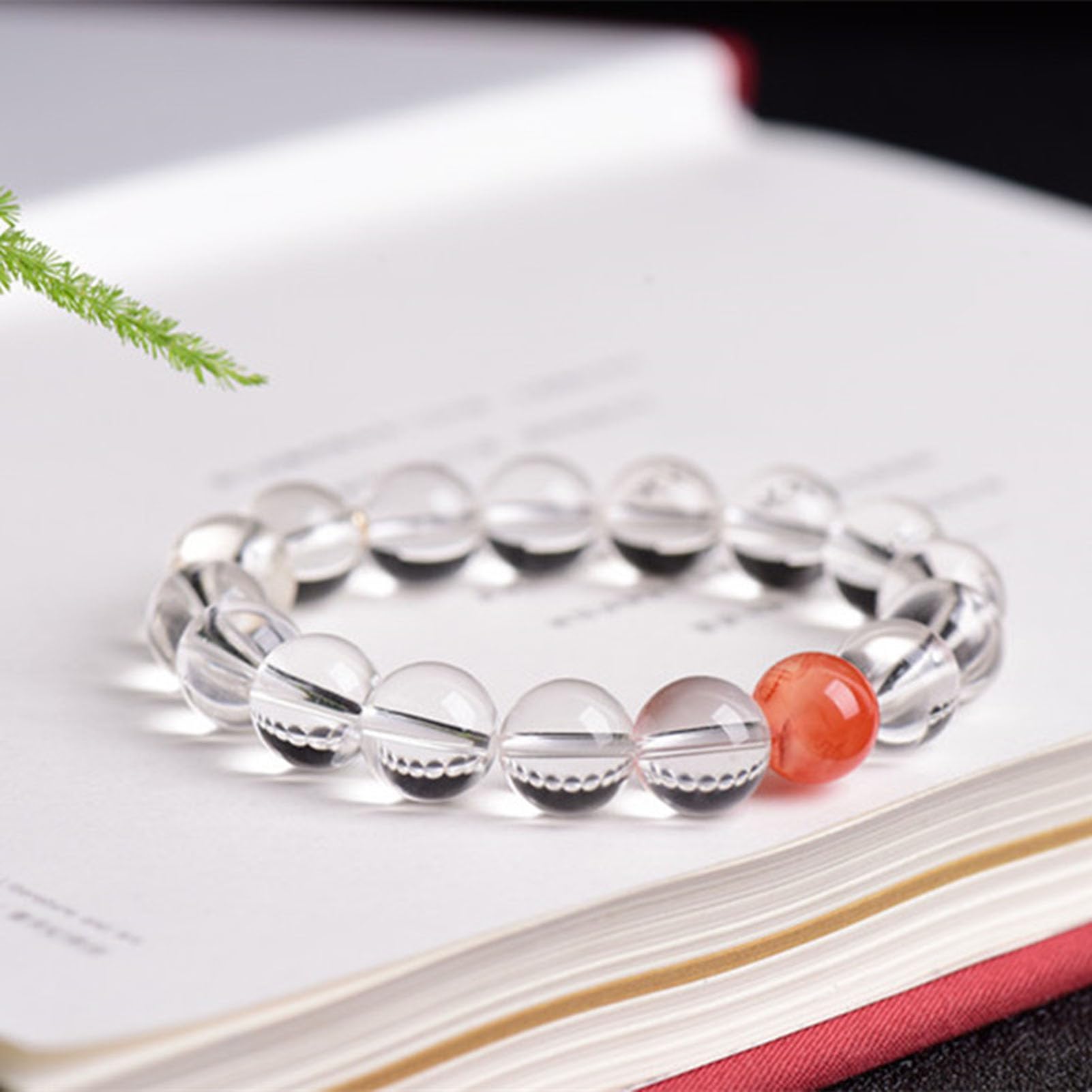 Bracciale al Quarzo Trasparente, Braccialetto di Cristallo curativo Naturale per Donne e Uomini, Braccialetto con Perline Rotonde, Braccialetto con Perline Pietre Scintillante,6MM