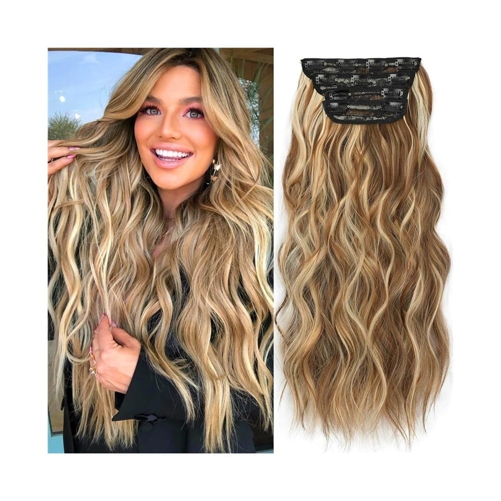 Extensiones de cabello sintético de aspecto natural y efecto ondulado de agua 6