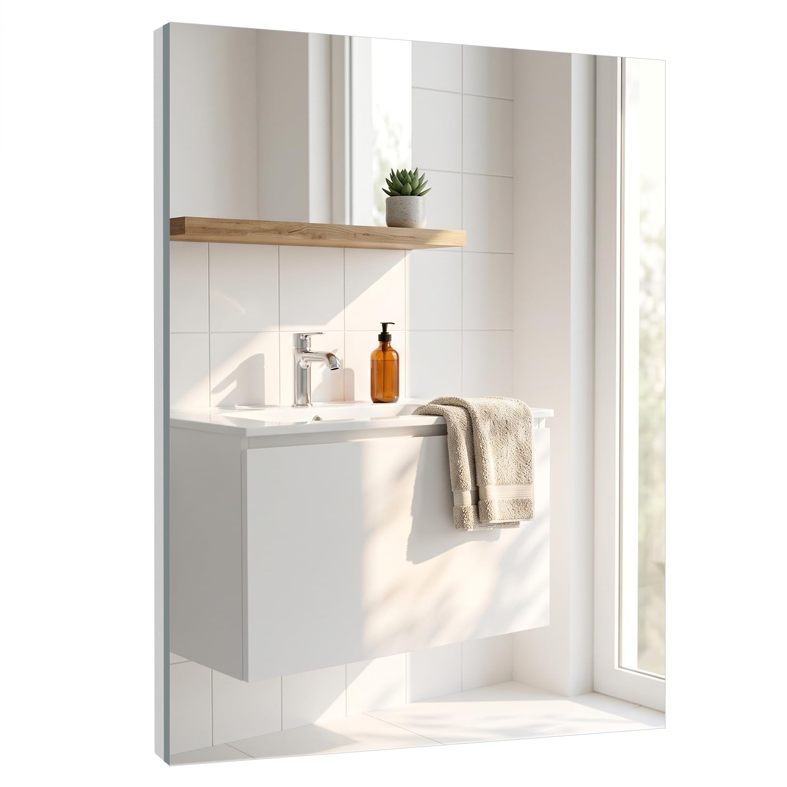TSKDKIT Self Adhesive Acrylic Mirror 40 x 30cm Stick on Mirror for Walls