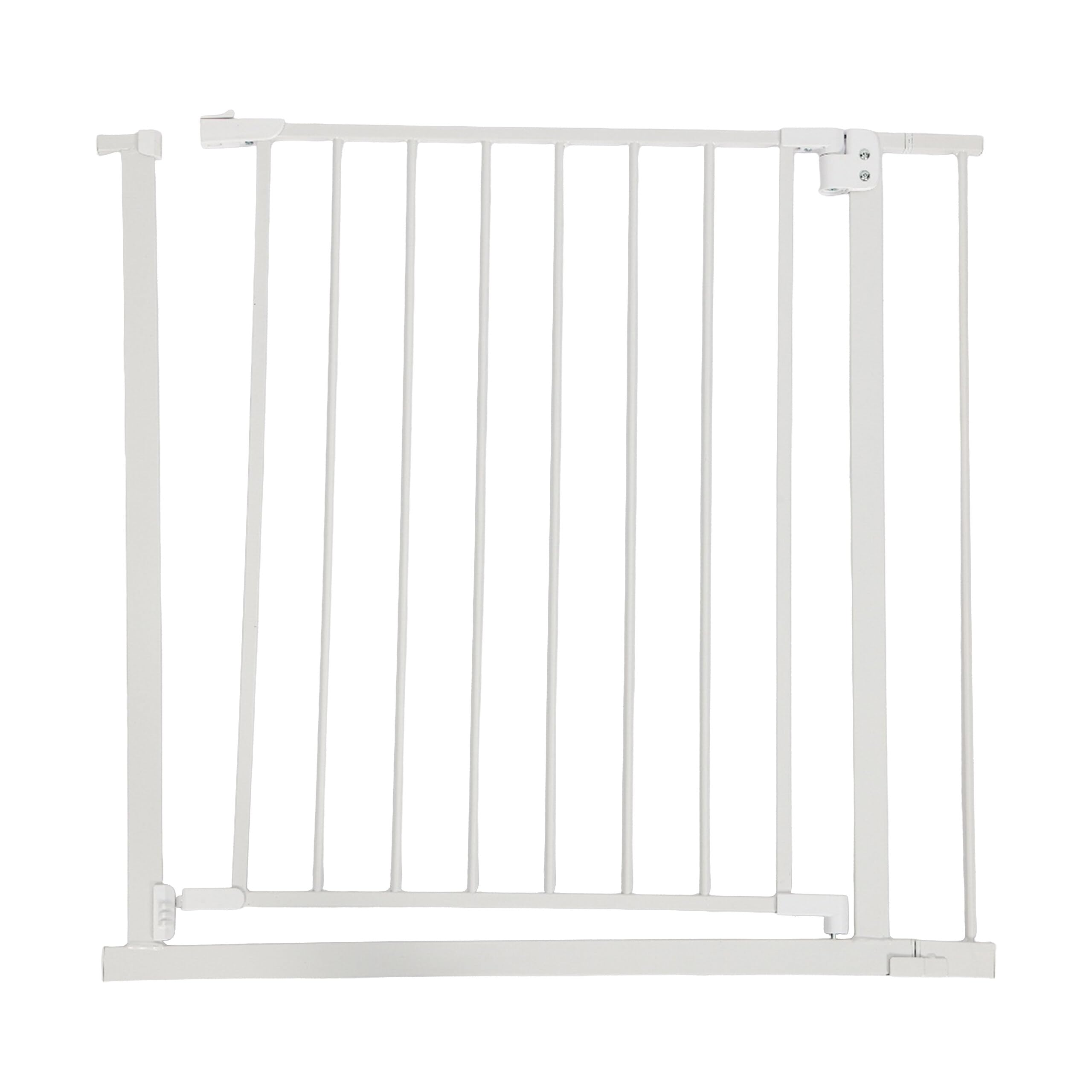Relaxdays Barandilla de Seguridad, 82-87 cm, sin taladrar, para bebés, escaleras y Puertas, Blanca, Plástico, Hierro, 75-100 cm