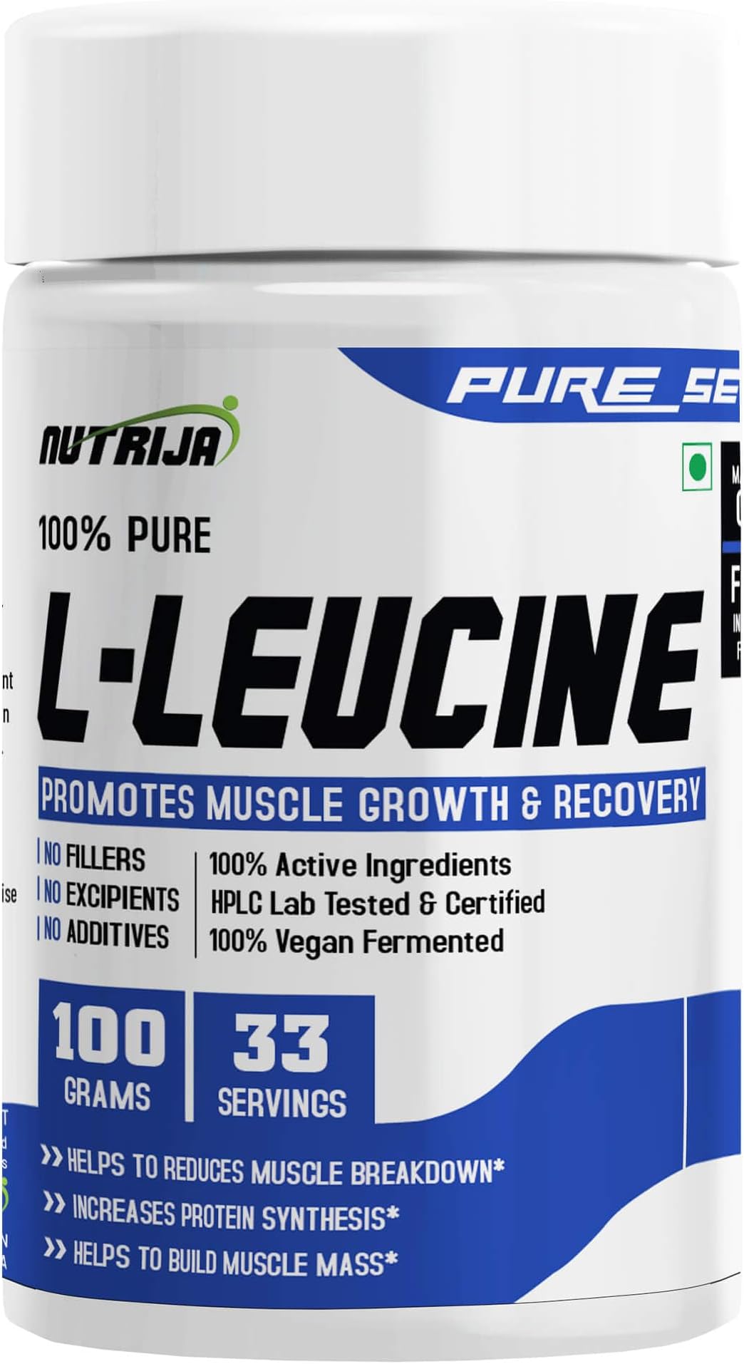 NutriJa L-Leucine - (100 grams) 100% Pure & USP Grade- Intra Workout Supplement Powder| for Muscle Recovery And Building Lean Muscles