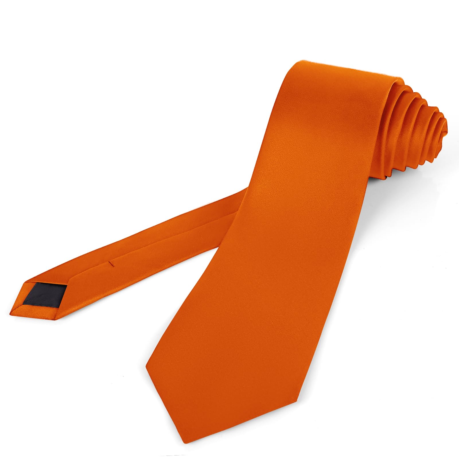 Puistr 63'' XL Men's Ties Extra Long Solid Pure Color 3.35" (8.5CM) Necktie Big and Tall Orange Ties For Men + Gift Box